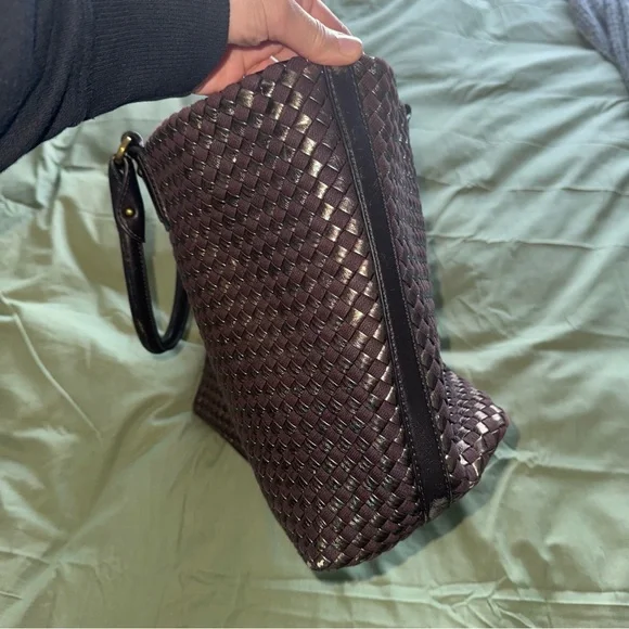 Banana Republic Tangiers Woven Leather Large Tote Bag Brown Bronze - Picture 5 of 10